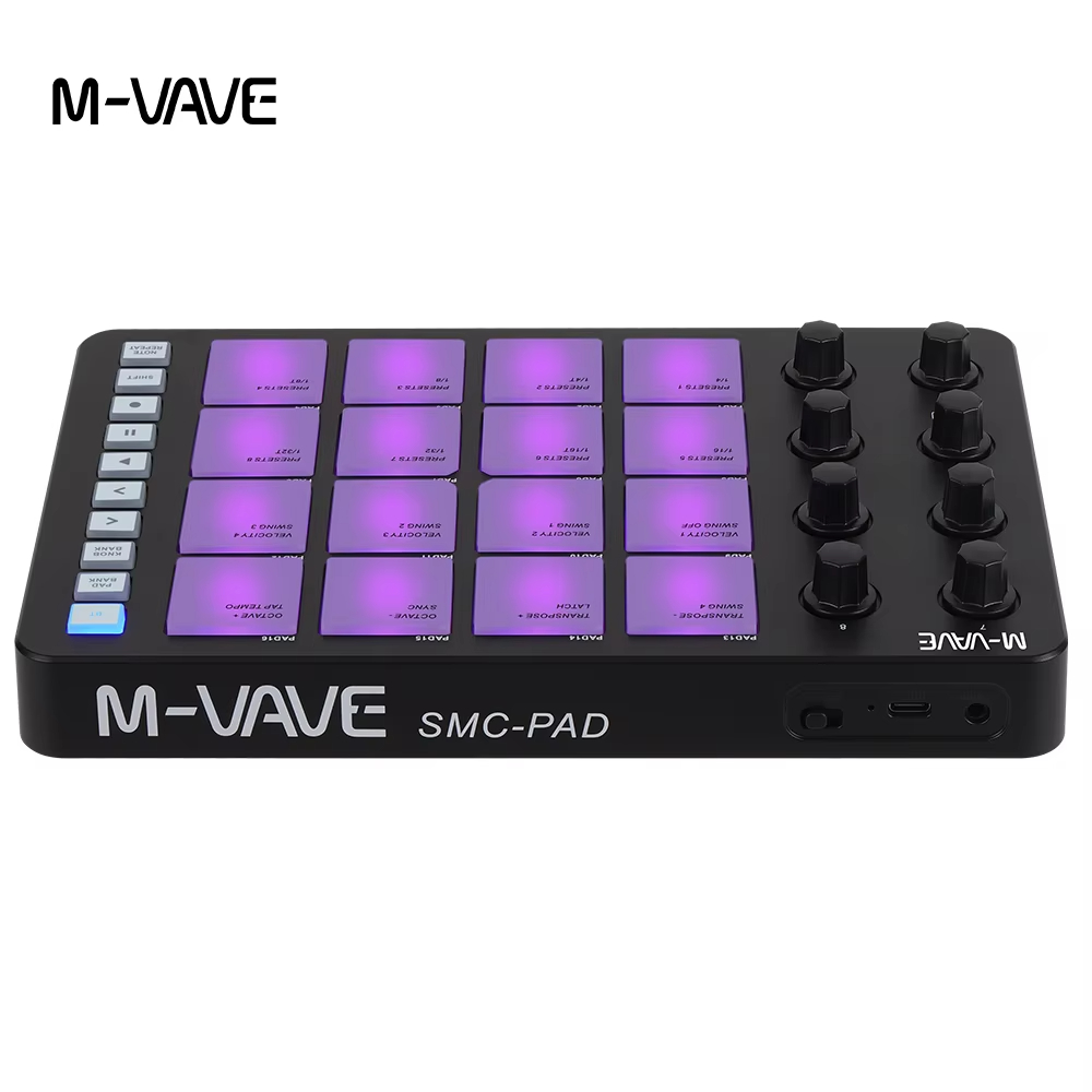 Midi Controller Pad - Controlador MIDI M-VAVE SMC-PAD Preto com