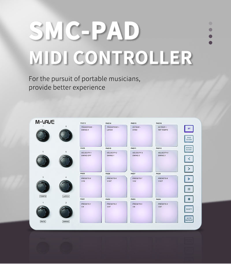 Controlador MIDI Portátil M-Va - Midi Controller Pad avaliação e preço