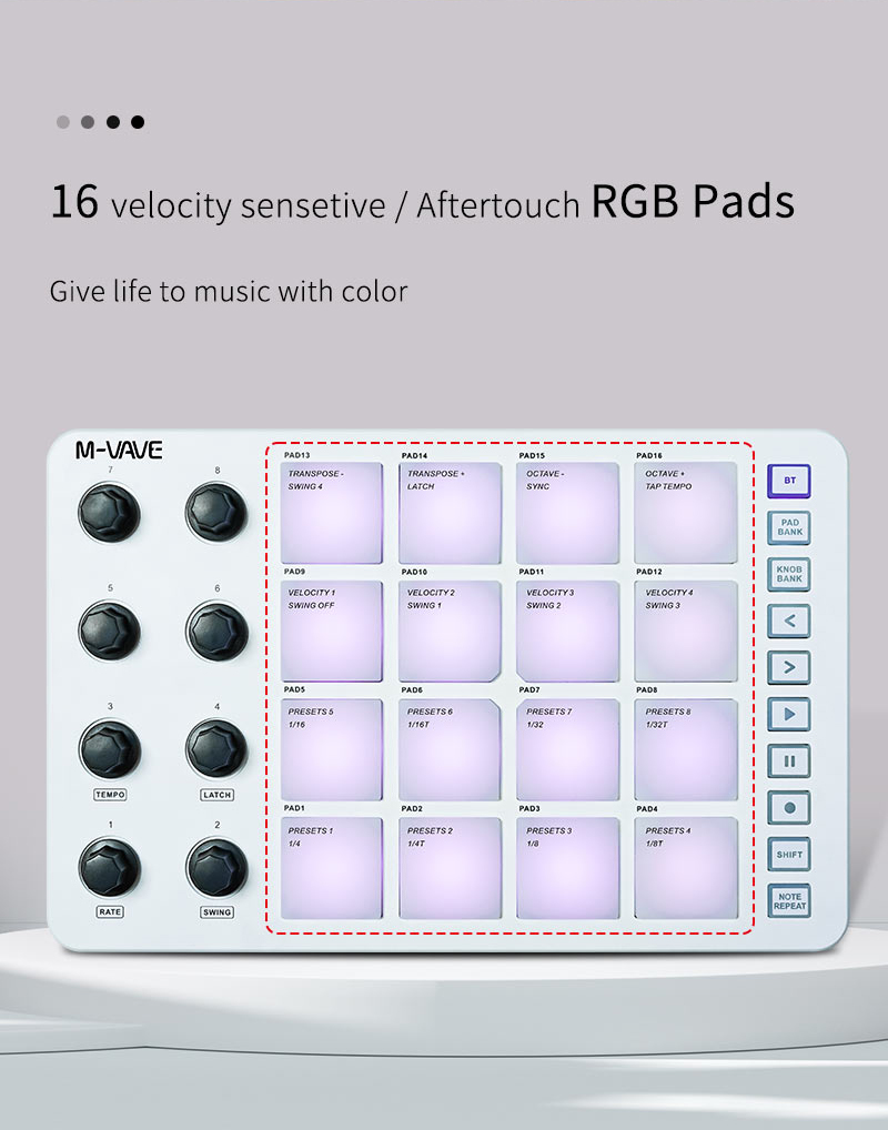 Controlador MIDI Portátil M-Va - Midi Controller Pad avaliação e preço