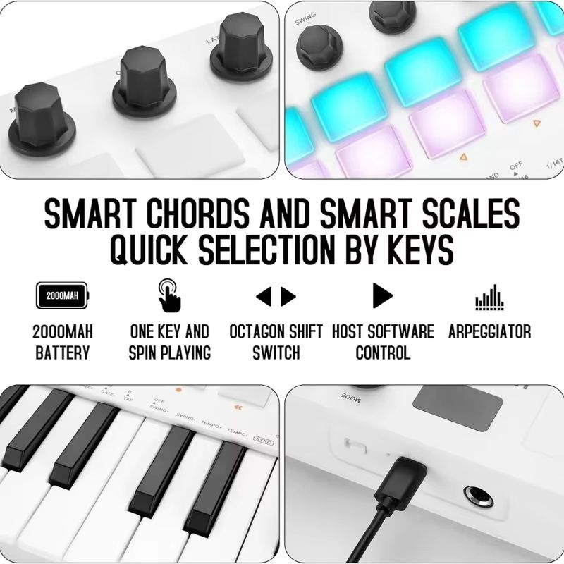 Controlador de Teclado MIDI M- - Midi Controller Pad avaliação e preço