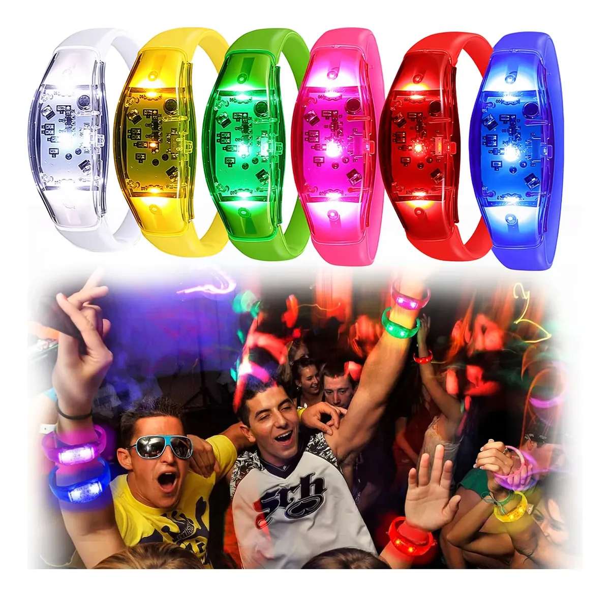 6 Pulseiras LED Ativadas por S - Audio Music Dj avaliação e preço