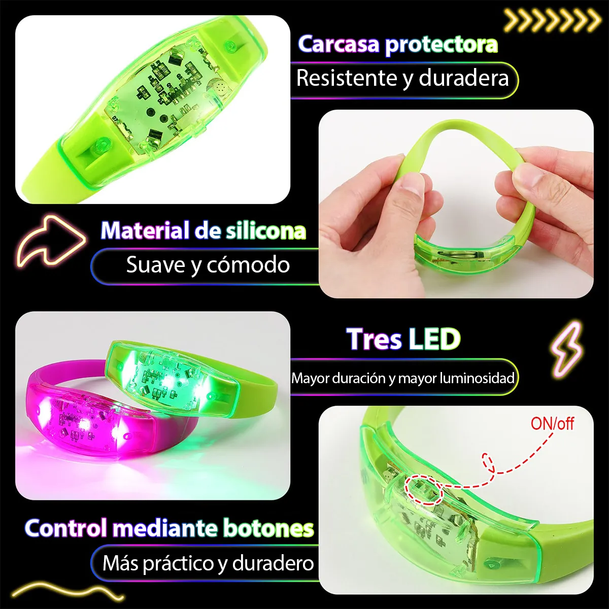 6 Pulseiras LED Ativadas por S - Audio Music Dj avaliação e preço