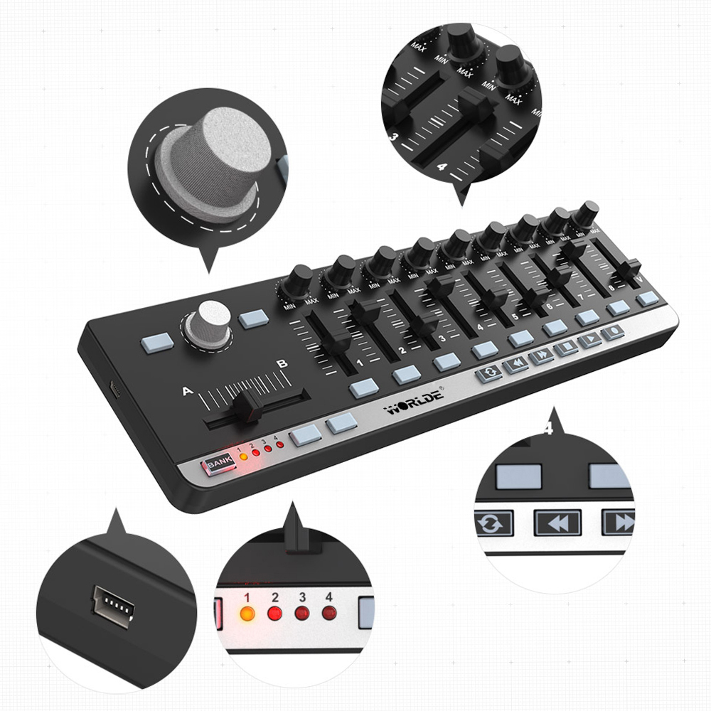 Worlde-Mini Controlador MIDI P - Midi Controller Pad avaliação e preço
